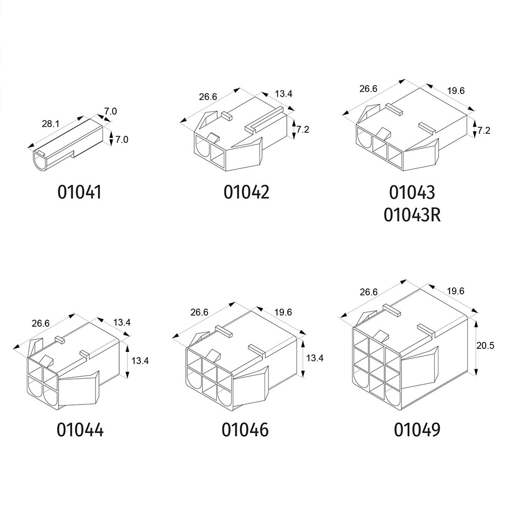 ACCESSORIES FOR CRIMPING CONNECTORS · M620 SERIES · FEMALE HOUSING