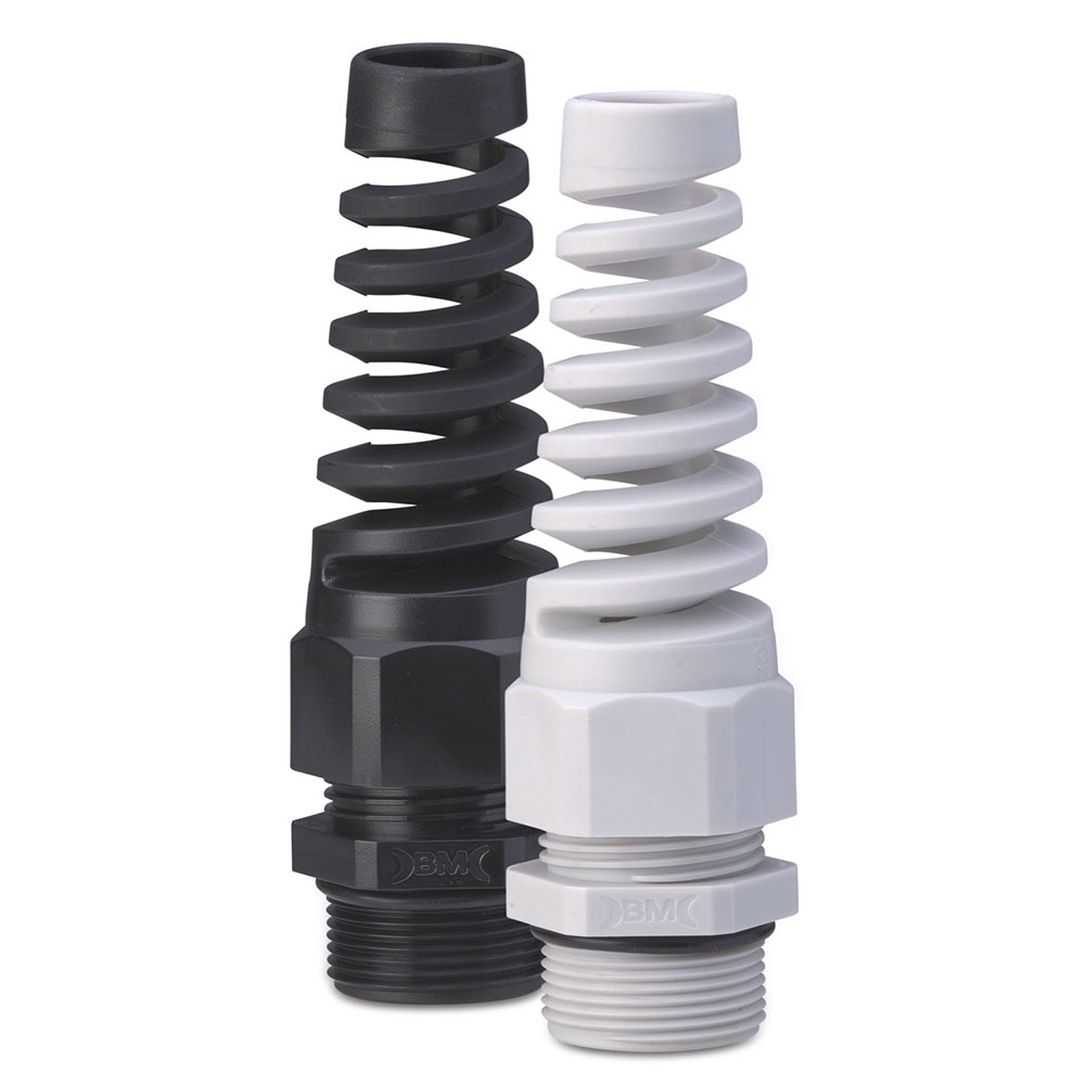 NYLON CABLE GLANDS · METRIC THREAD · IP68 · WITH SPIRAL CABLE PROTECTION