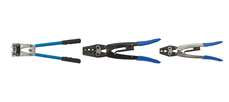 Crimping tools with long handles