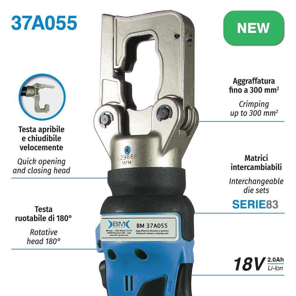 CRIMPING TOOL · BATTERY POWERED · IN-LINE · 55KN · DIES SERIES 83