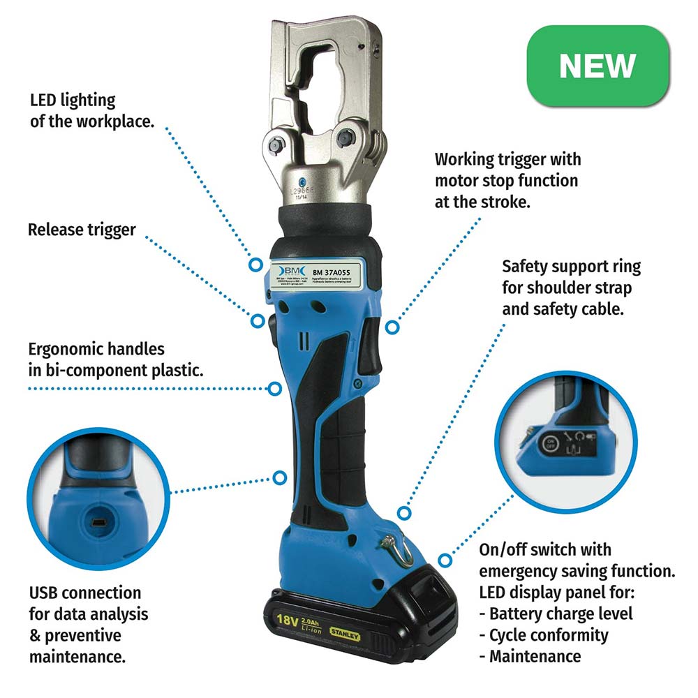 CRIMPING TOOL · BATTERY POWERED · IN-LINE · 55KN · DIES SERIES 83