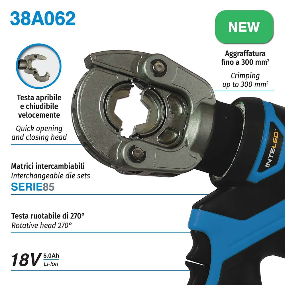 CRIMPING TOOL · BATTERY POWERED · 62KN · DIES SERIES 85