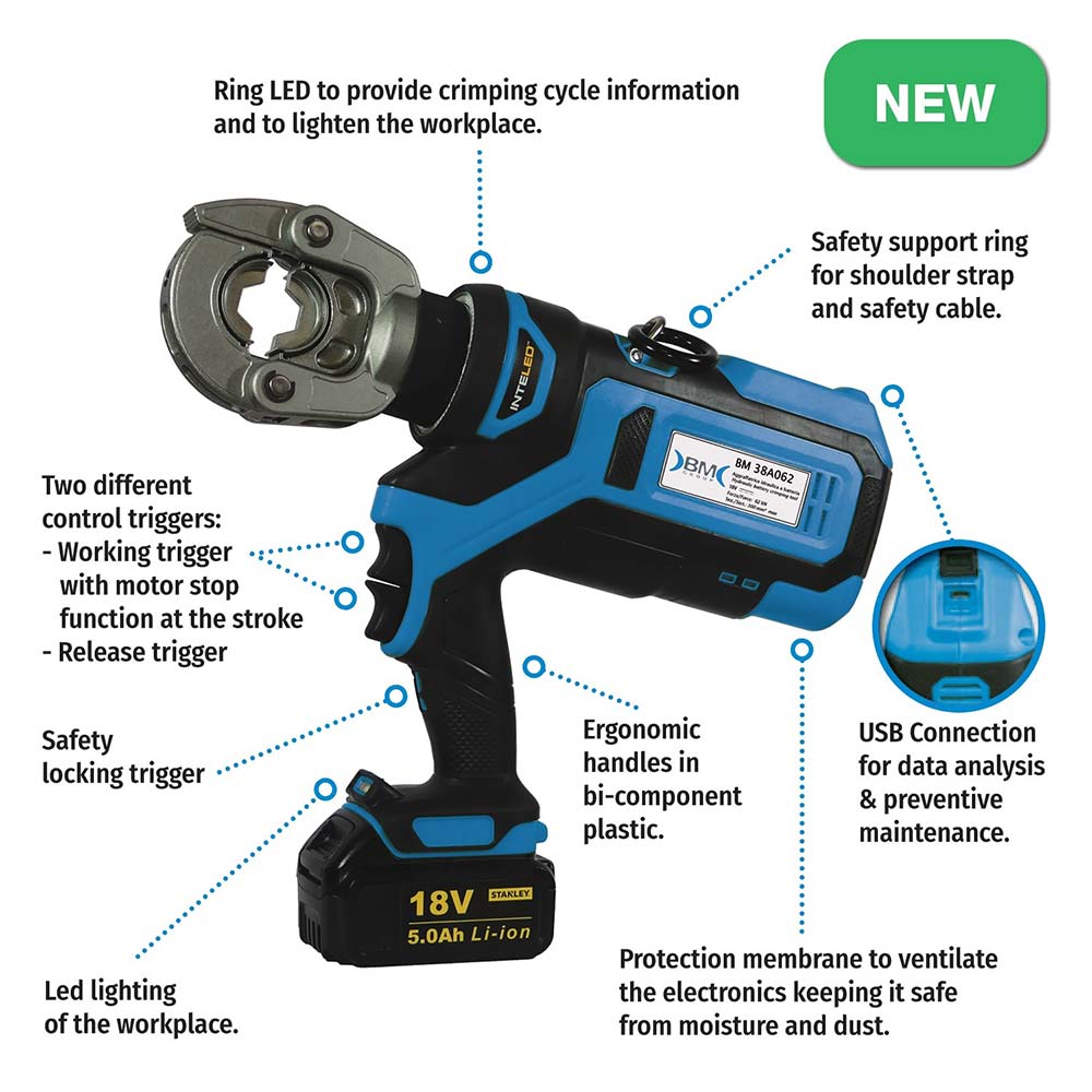 CRIMPING TOOL · BATTERY POWERED · 62KN · DIES SERIES 85