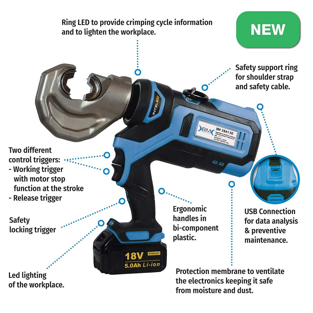 CRIMPING TOOL · BATTERY POWERED · 130KN · DIES SERIES 84