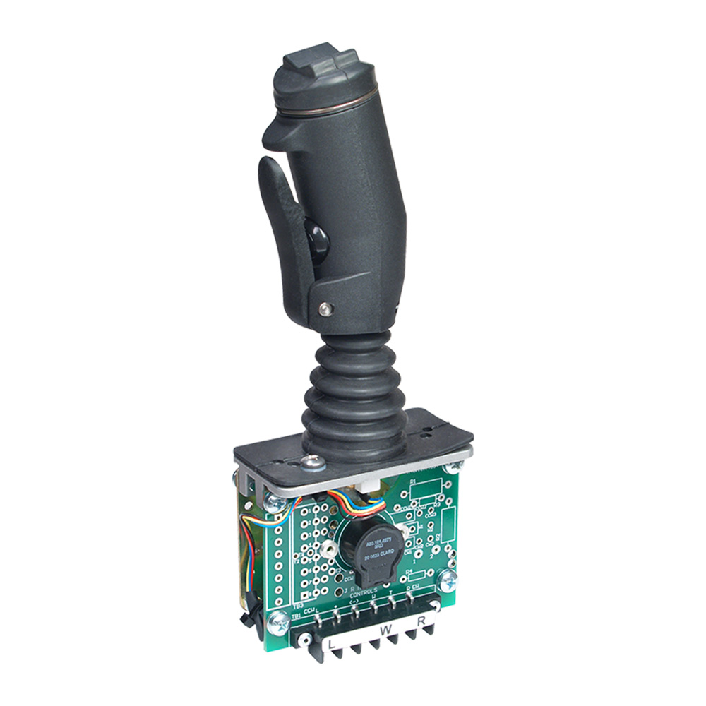 This joystick has a special console design enables activation of electronic elements such as Hall sensors and potentiometers and the use of up to three switch contacts.