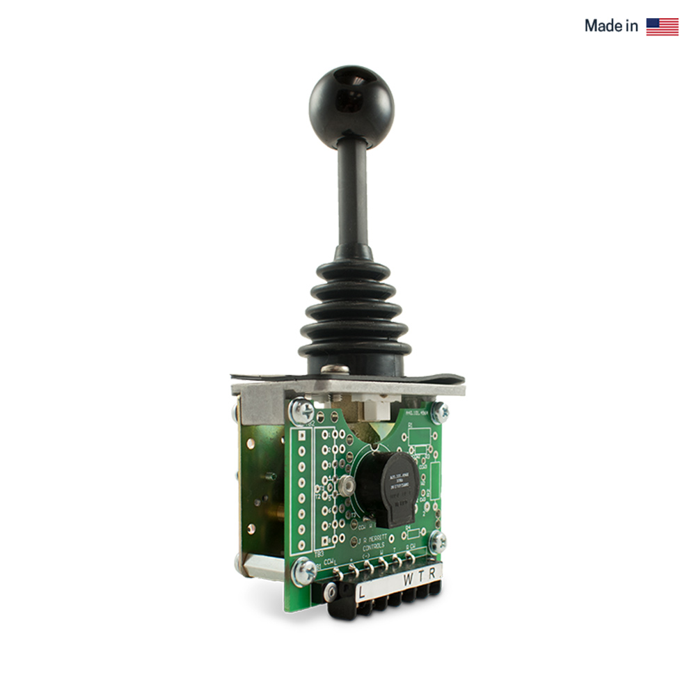 This joystick has a special console design enables activation of electronic elements such as Hall sensors and potentiometers and the use of up to three switch contacts.