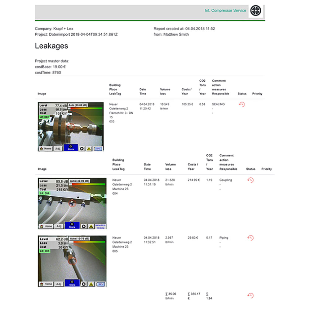 CS Leak Reporter software for leak detector LD 500/510