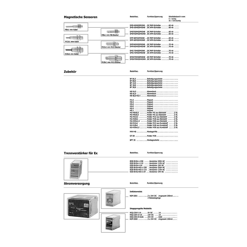 Sensors: inductive, capacitve, magnetic